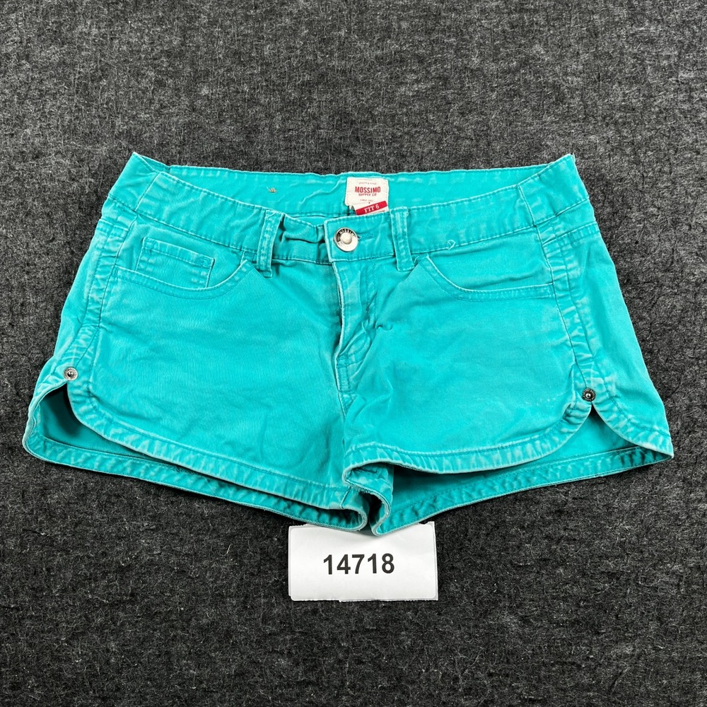 Mossimo Supply Co. Shorts Womens 7 Fit 6 Teal Blue Cotton Stretch Dolphin Hem